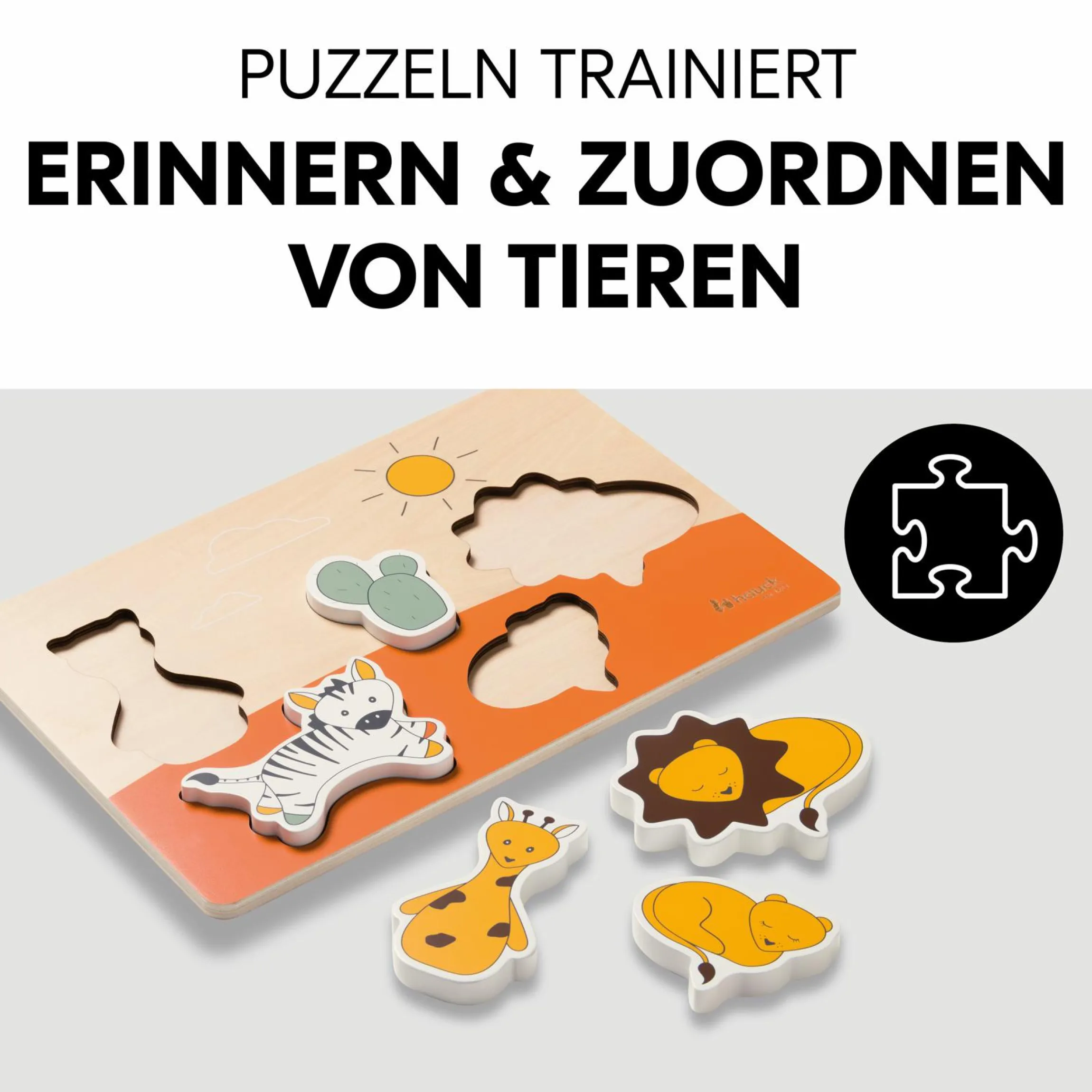 Holz Steckpuzzle für Baby (ab 1 Jahr) - Safari - Puzzle N Fit