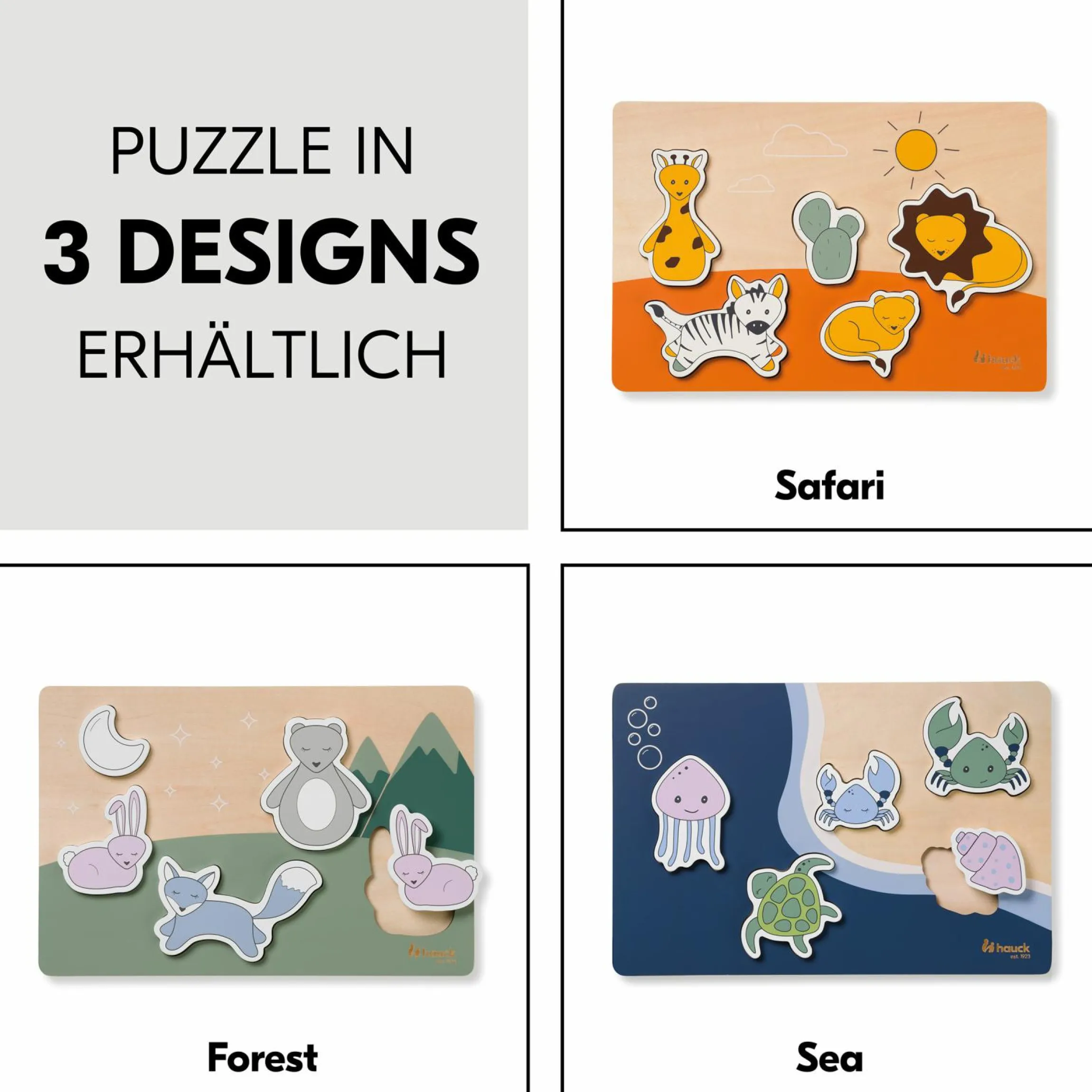 Holz Steckpuzzle für Baby (ab 1 Jahr) - Safari - Puzzle N Fit