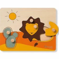 Holz Steckpuzzle für Baby (ab 1 Jahr) - Lion / Löwe - Puzzle N Sort