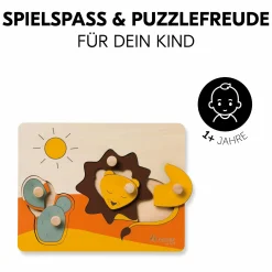 Holz Steckpuzzle für Baby (ab 1 Jahr) - Lion / Löwe - Puzzle N Sort