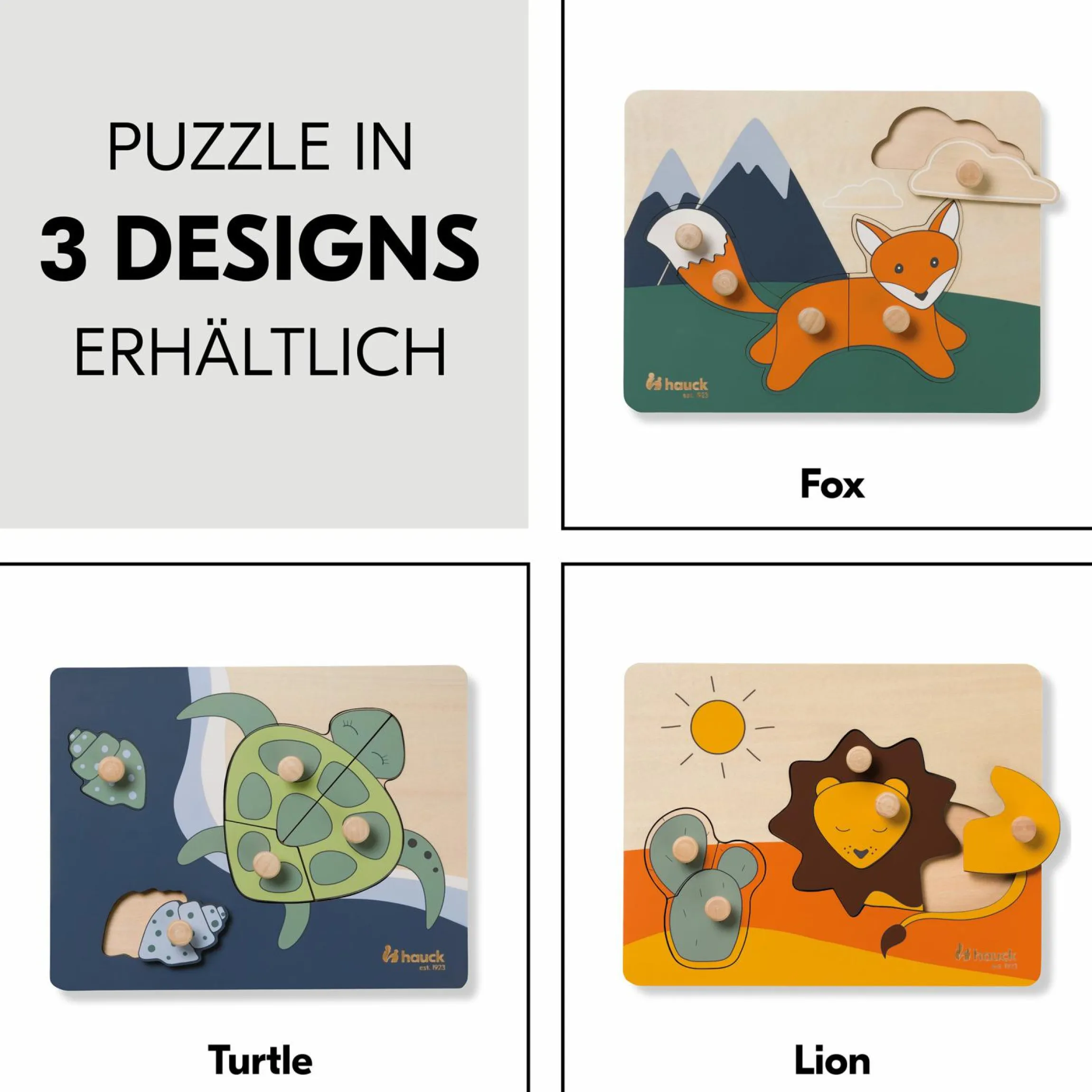 Holz Steckpuzzle für Baby (ab 1 Jahr) - Lion / Löwe - Puzzle N Sort