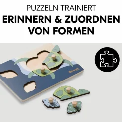 Holz Steckpuzzle für Baby (ab 1 Jahr) - Turtle / Schildkröte - Puzzle N Sort