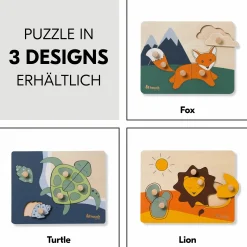 Holz Steckpuzzle für Baby (ab 1 Jahr) - Turtle / Schildkröte - Puzzle N Sort