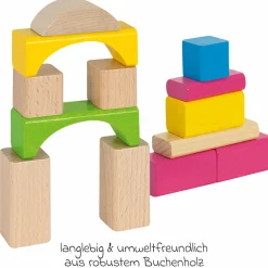 Holzbausteine 60 Stück - in Box mit Sortierspiel - Bunt & Natur
