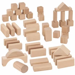 Holzbausteine 50 Stück - in Box mit Sortierspiel - Natur