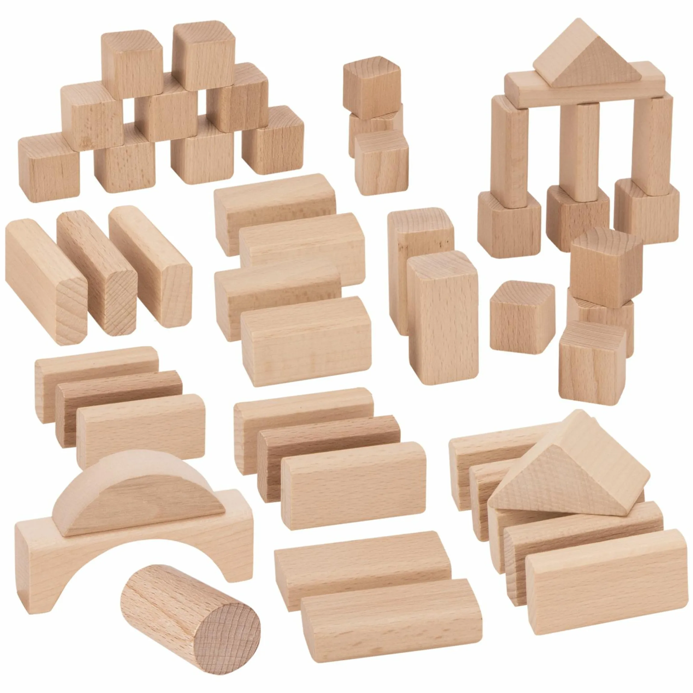 Holzbausteine 50 Stück - in Box mit Sortierspiel - Natur