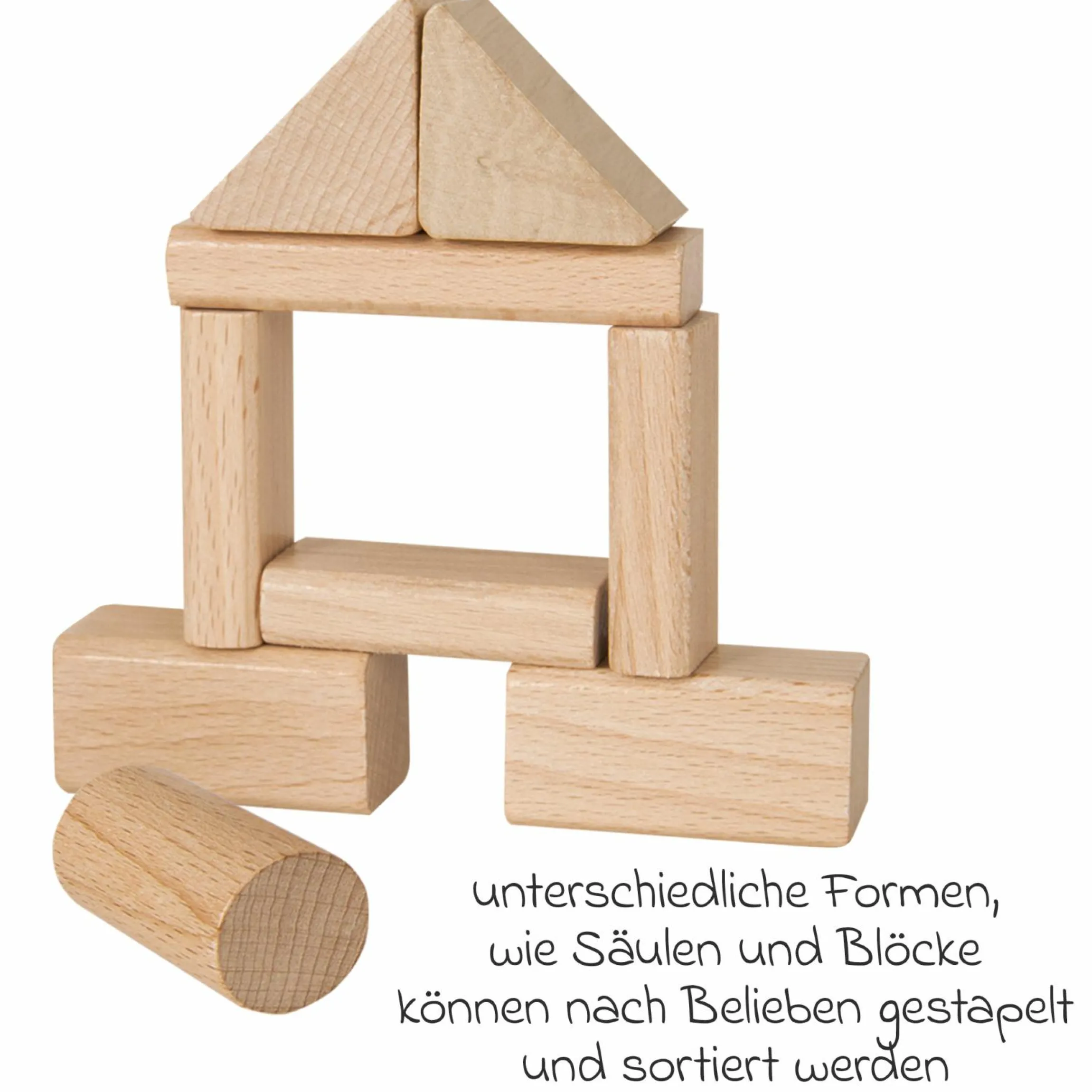 Holzbausteine 50 Stück - in Box mit Sortierspiel - Natur