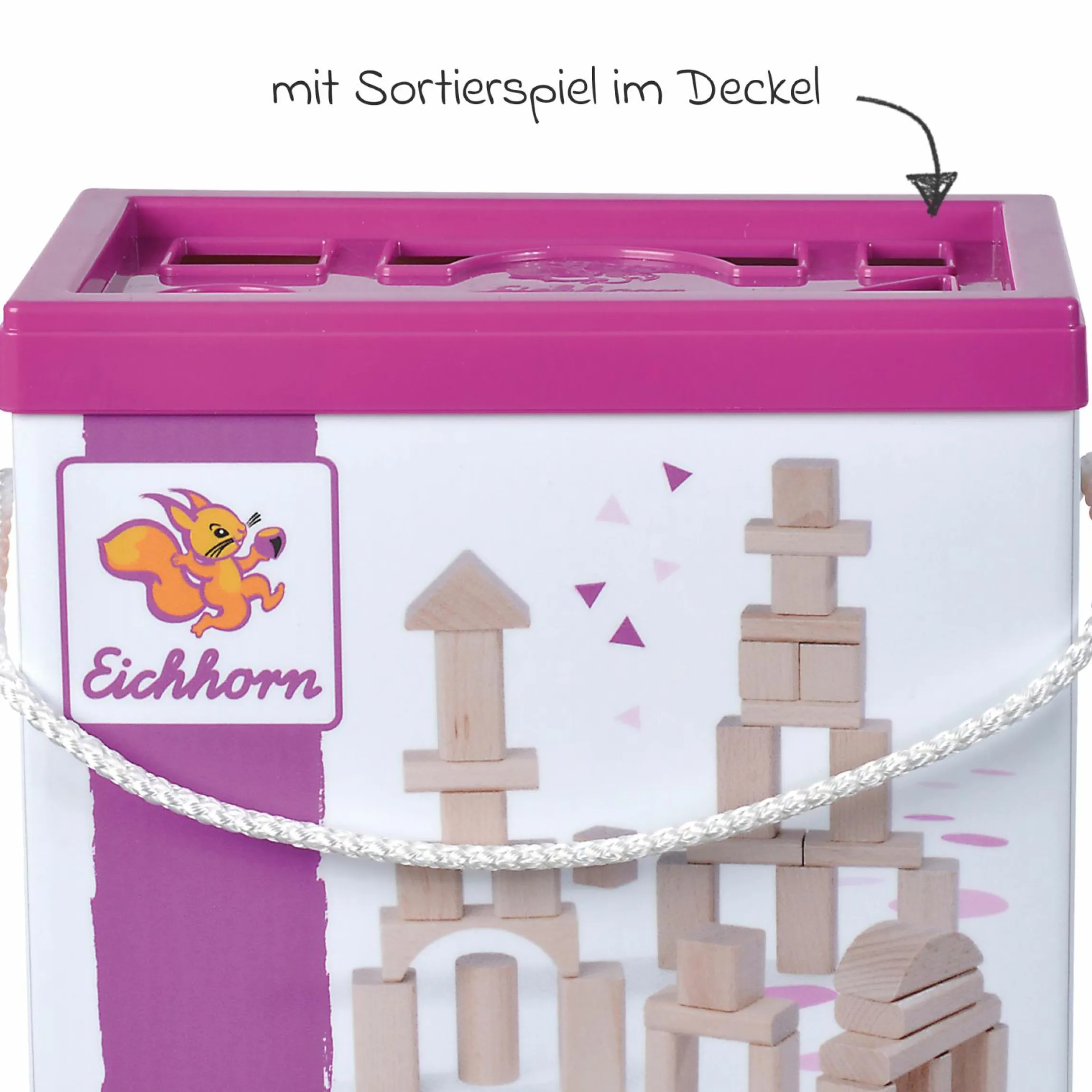 Holzbausteine 50 Stück - in Box mit Sortierspiel - Natur
