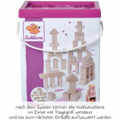 Holzbausteine 50 Stück - in Box mit Sortierspiel - Natur