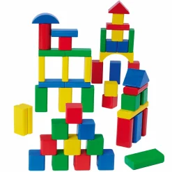 Holzbausteine 50 Stück - in Box mit Sortierspiel - Bunt