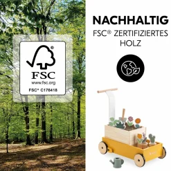 Holz-Lauflernwagen Learn to Walk - mit viel Zubehör für Gärtner-Rollenspiel - Plants