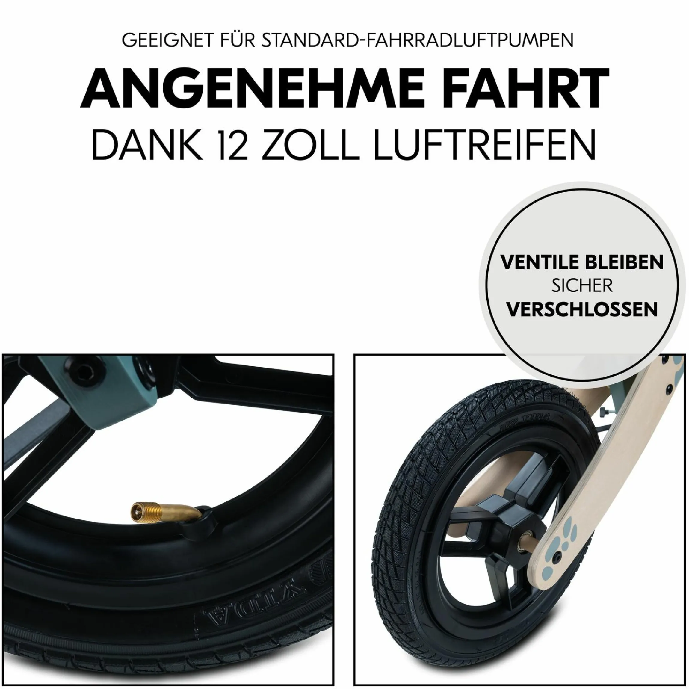 Holz-Laufrad Balance N Ride mit Lufträdern & verstellbarem Sitz (ab 18 Monate) - Turtle