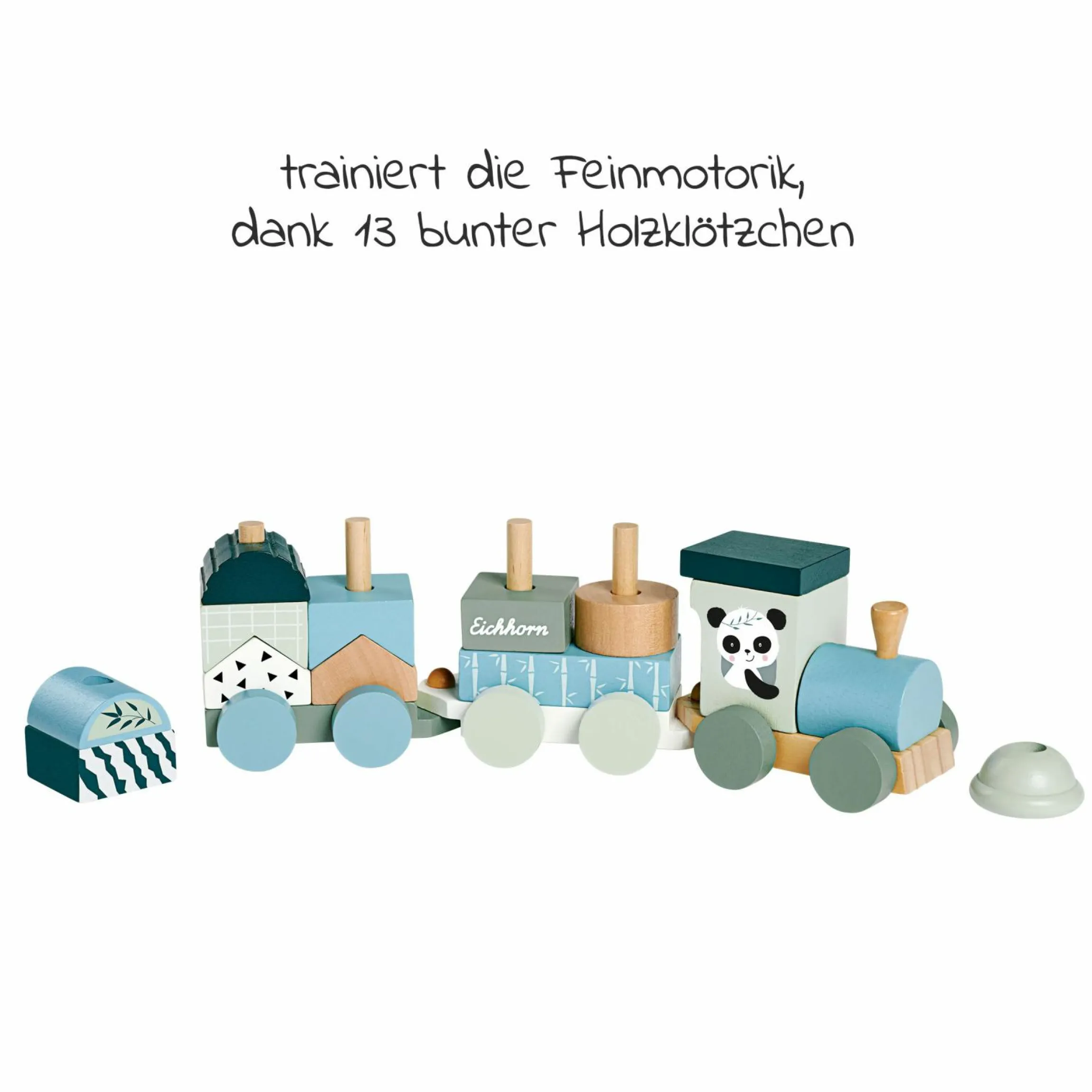 Holz-Zug mit Bausteinen - Panda