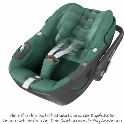 3in1 Babyschale & Reboarder-Set FamilyFix 360 ab Geburt bis 4 Jahre (40 - 105 cm) mit Babyschale Pebble 360 & Kindersitz Pearl 360 inkl. Isofix-Basis FamilyFix & Rückenlehnenschutz - Green