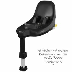 3in1 Babyschale & Reboarder-Set ab Geburt bis 4 Jahre mit (40 - 105 cm) mit Babyschale Pebble S i-Size & Kindersitz Pearl S inkl. Isofix-Basis FamilyFix S & Rückenlehnenschutz - Tonal Black