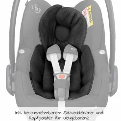3in1 Babyschale & Reboarder-Set ab Geburt - 4 Jahre (45 cm - 105 cm) mit Babyschale Pebble Pro, Kindersitz Pearl Pro 2, FamilyFix 3 inkl. Schutzunterlage & Buggybuch - Black - Kollektion 2025