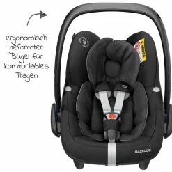 3in1 Babyschale & Reboarder-Set ab Geburt - 4 Jahre (45 cm - 105 cm) mit Babyschale Pebble Pro, Kindersitz Pearl Pro 2 inkl. FamilyFix 3 - Black