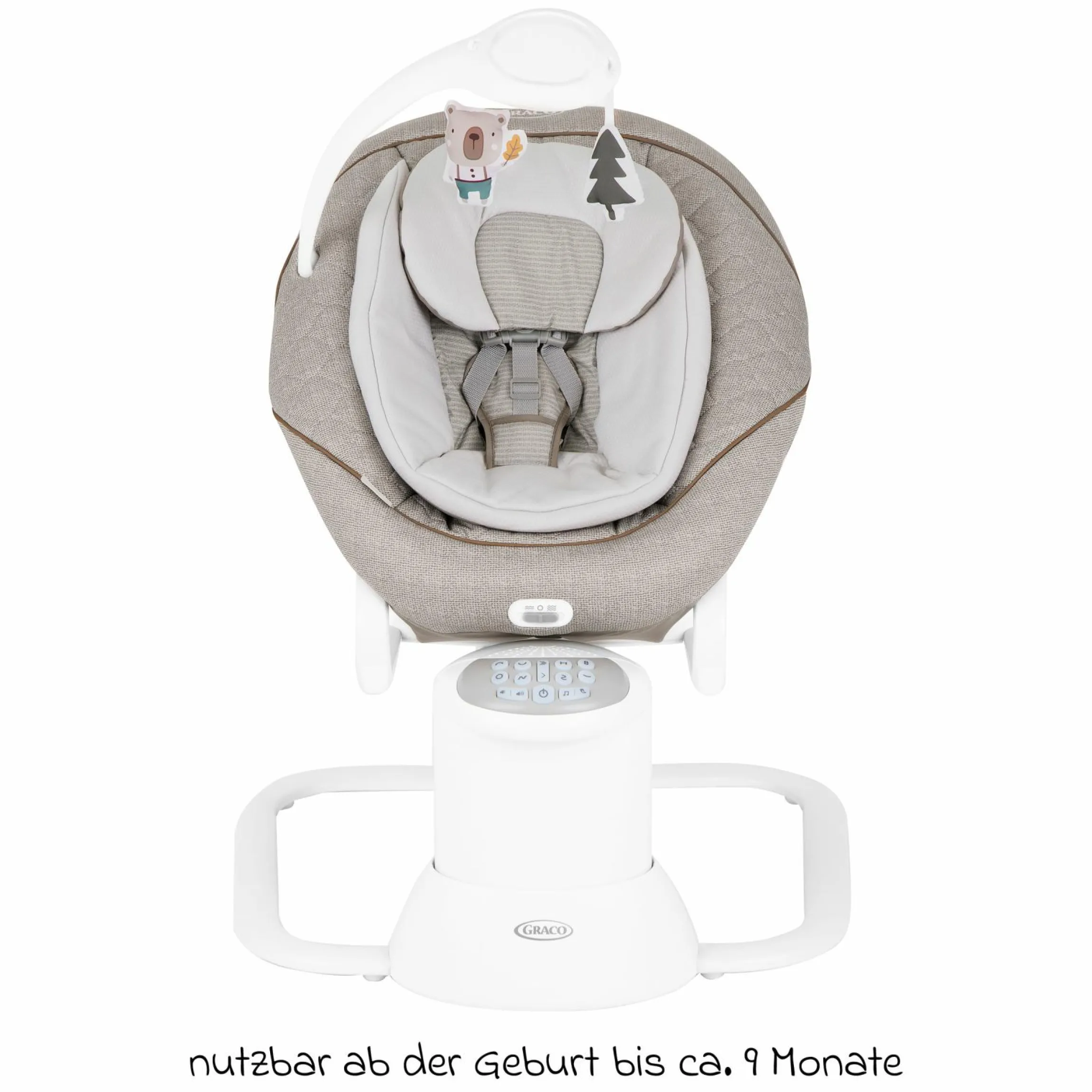 2-in-1 Babyschaukel All Ways Soother ab Geburt - 9 Monate 8 Schaukelbewegungen in 2 Richtungen, als Wippe nutzbar inkl. Mobile mit 3 Stoff-Figuren - Littel Adventures - Kollektion 2025