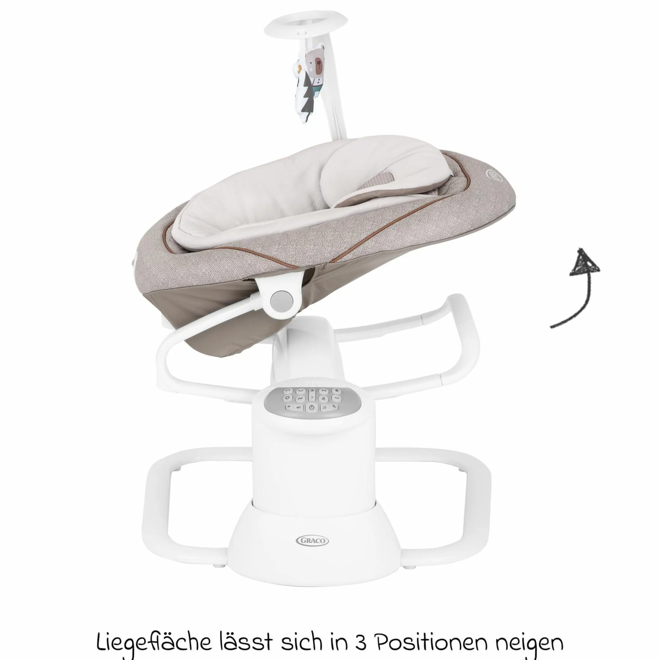 2-in-1 Babyschaukel All Ways Soother ab Geburt - 9 Monate 8 Schaukelbewegungen in 2 Richtungen, als Wippe nutzbar inkl. Mobile mit 3 Stoff-Figuren - Littel Adventures - Kollektion 2025