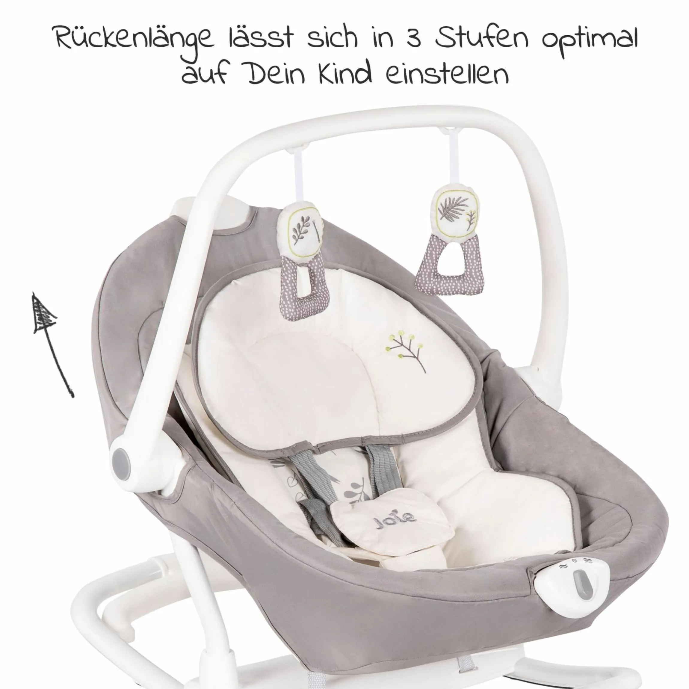 2in1 Babyschaukel Sansa ab Geburt - 9 kg abnehmbarer Sitz als Babywippe nutzbar - Fern