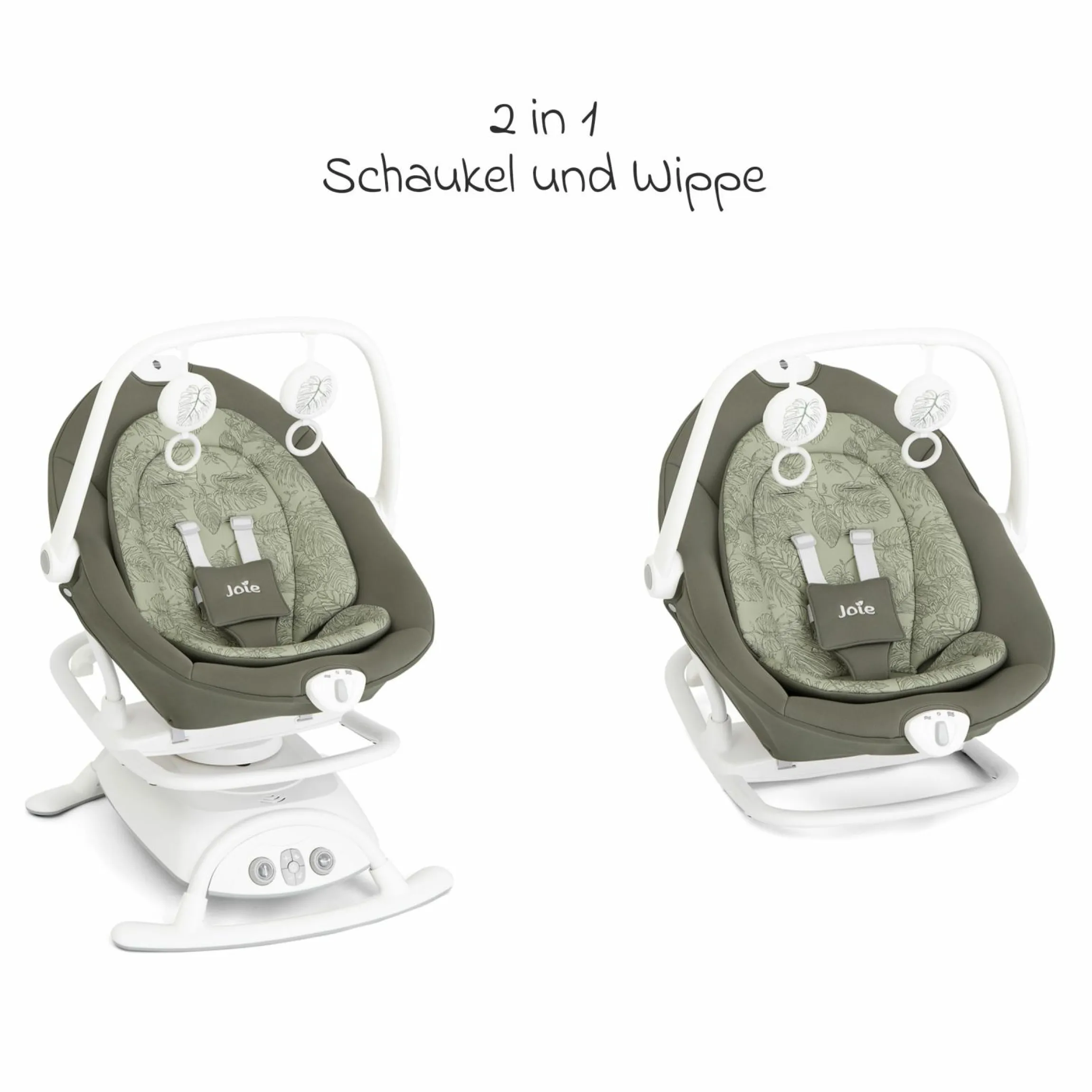 2in1 Babyschaukel Sansa ab Geburt - 9 kg abnehmbarer Sitz als Babywippe nutzbar - Palms - Kollektion 2025