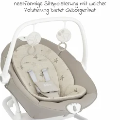 2in1 Babyschaukel Sansa ab Geburt - 9 kg abnehmbarer Sitz als Babywippe nutzbar - Cosmo Tan - Kollektion 2025