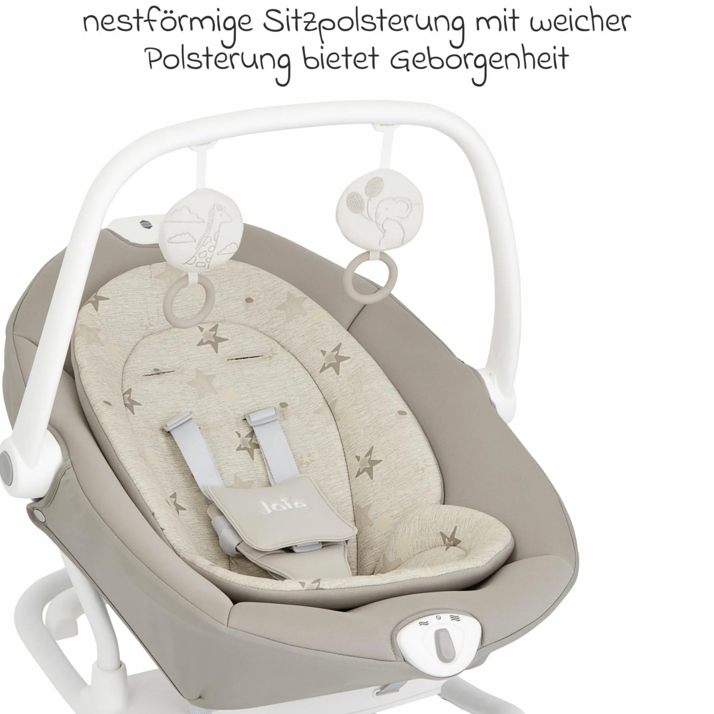 2in1 Babyschaukel Sansa ab Geburt - 9 kg abnehmbarer Sitz als Babywippe nutzbar - Cosmo Tan - Kollektion 2025