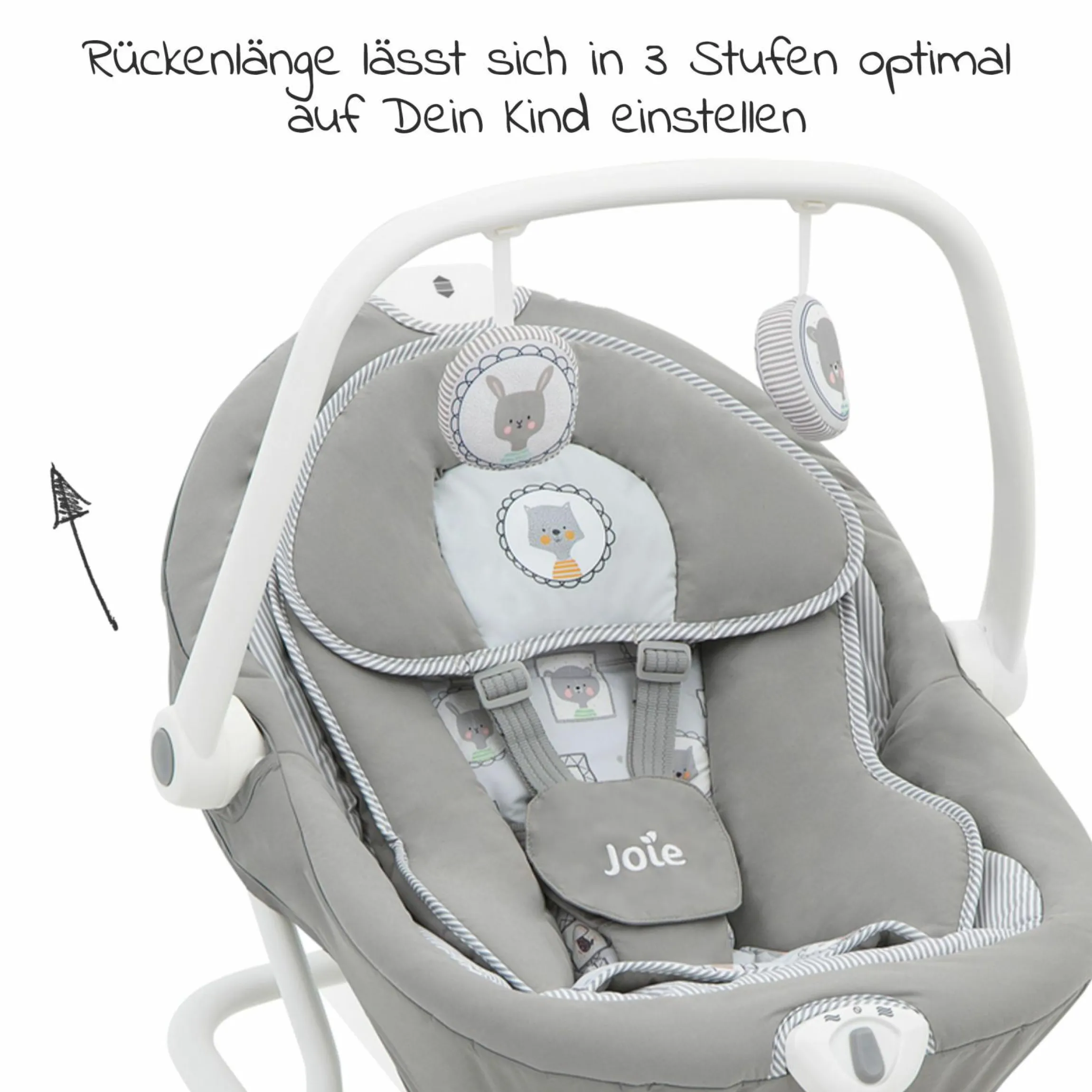 2in1 Babyschaukel Sansa ab Geburt - 9 kg abnehmbarer Sitz als Babywippe nutzbar - Portrait