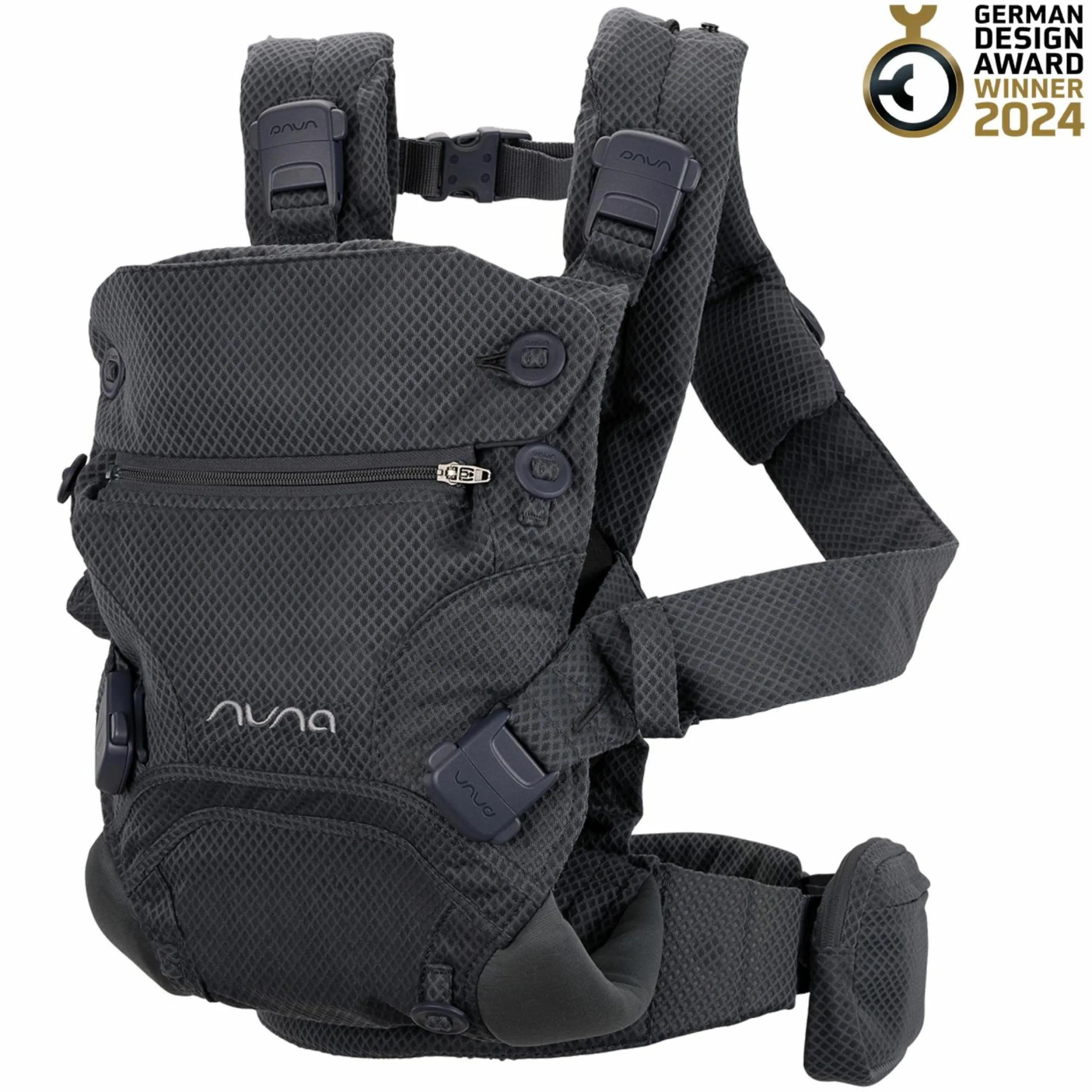 4in1 Babytrage CUDL Clik für Neugeborene ab 3,5 kg bis 16 kg einsetzbar mit 4 Tragepositionen, Klickverschluss inkl. Zubehör - Denim - Kollektion 2025