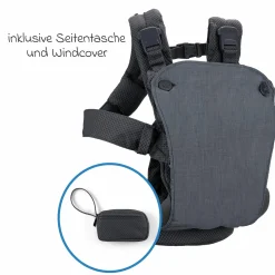 4in1 Babytrage CUDL Clik für Neugeborene ab 3,5 kg bis 16 kg einsetzbar mit 4 Tragepositionen, Klickverschluss inkl. Zubehör - Denim - Kollektion 2025