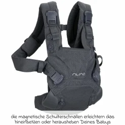4in1 Babytrage CUDL Clik für Neugeborene ab 3,5 kg bis 16 kg einsetzbar mit 4 Tragepositionen, Klickverschluss inkl. Zubehör - Denim - Kollektion 2025