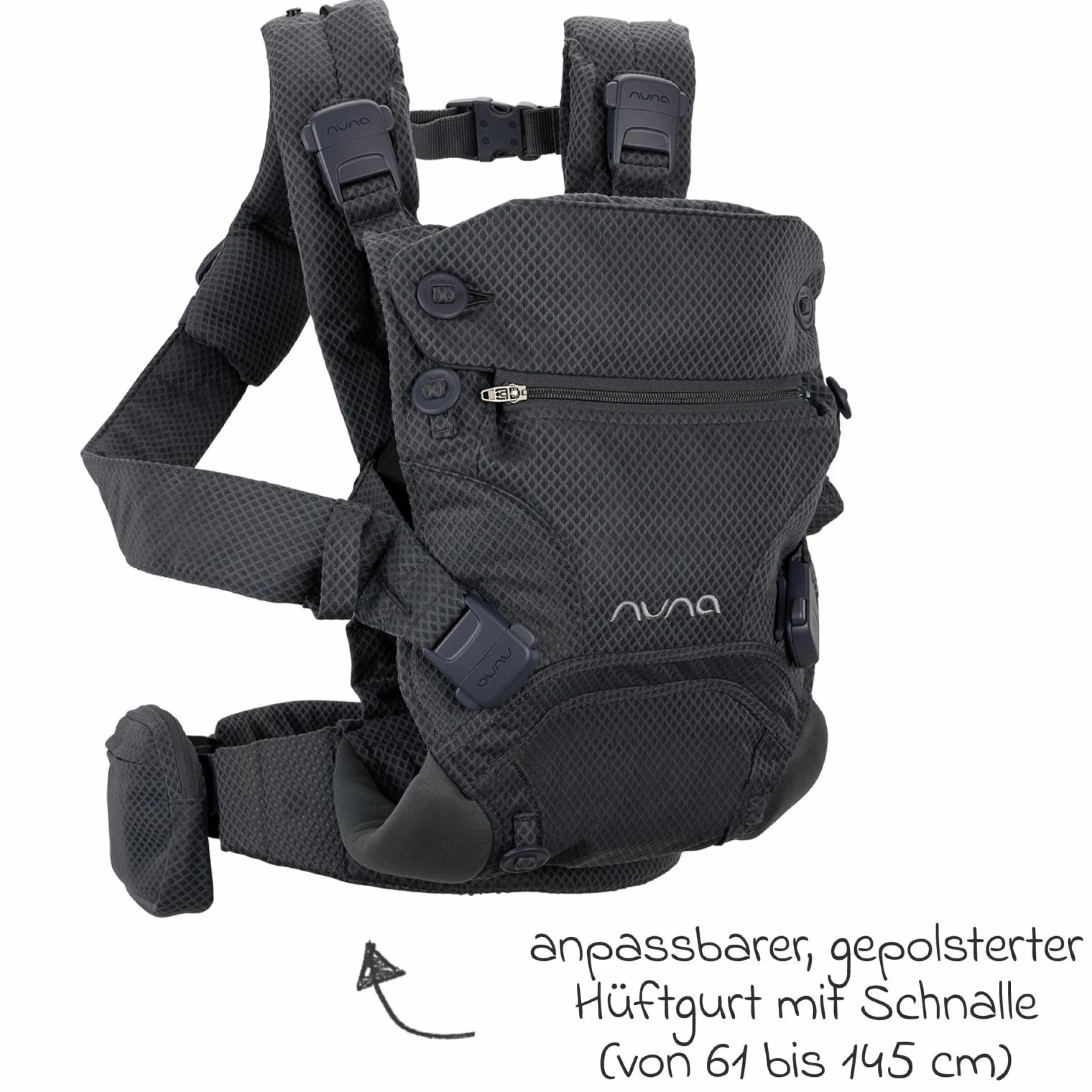 4in1 Babytrage CUDL Clik für Neugeborene ab 3,5 kg bis 16 kg einsetzbar mit 4 Tragepositionen, Klickverschluss inkl. Zubehör - Denim - Kollektion 2025