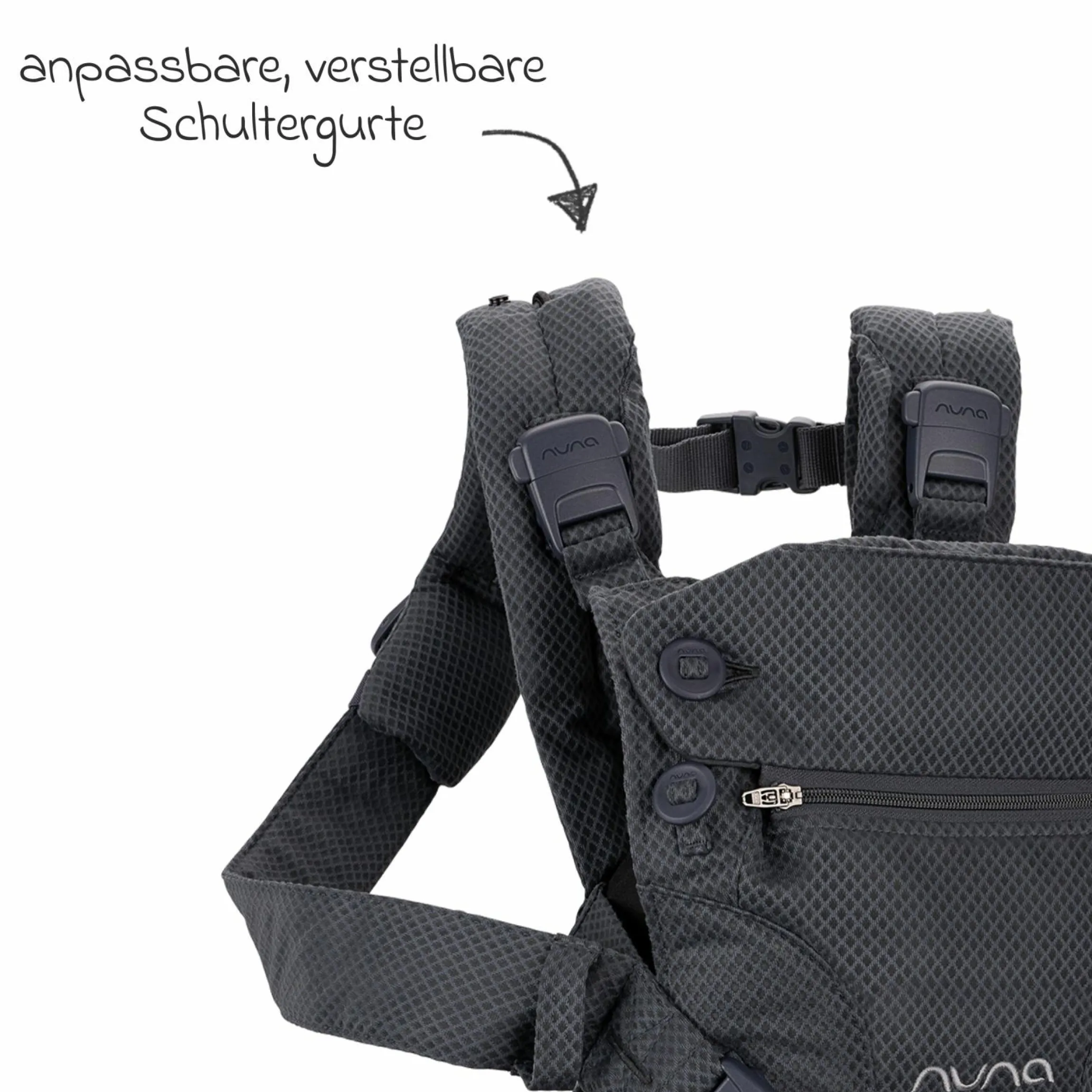 4in1 Babytrage CUDL Clik für Neugeborene ab 3,5 kg bis 16 kg einsetzbar mit 4 Tragepositionen, Klickverschluss inkl. Zubehör - Denim - Kollektion 2025