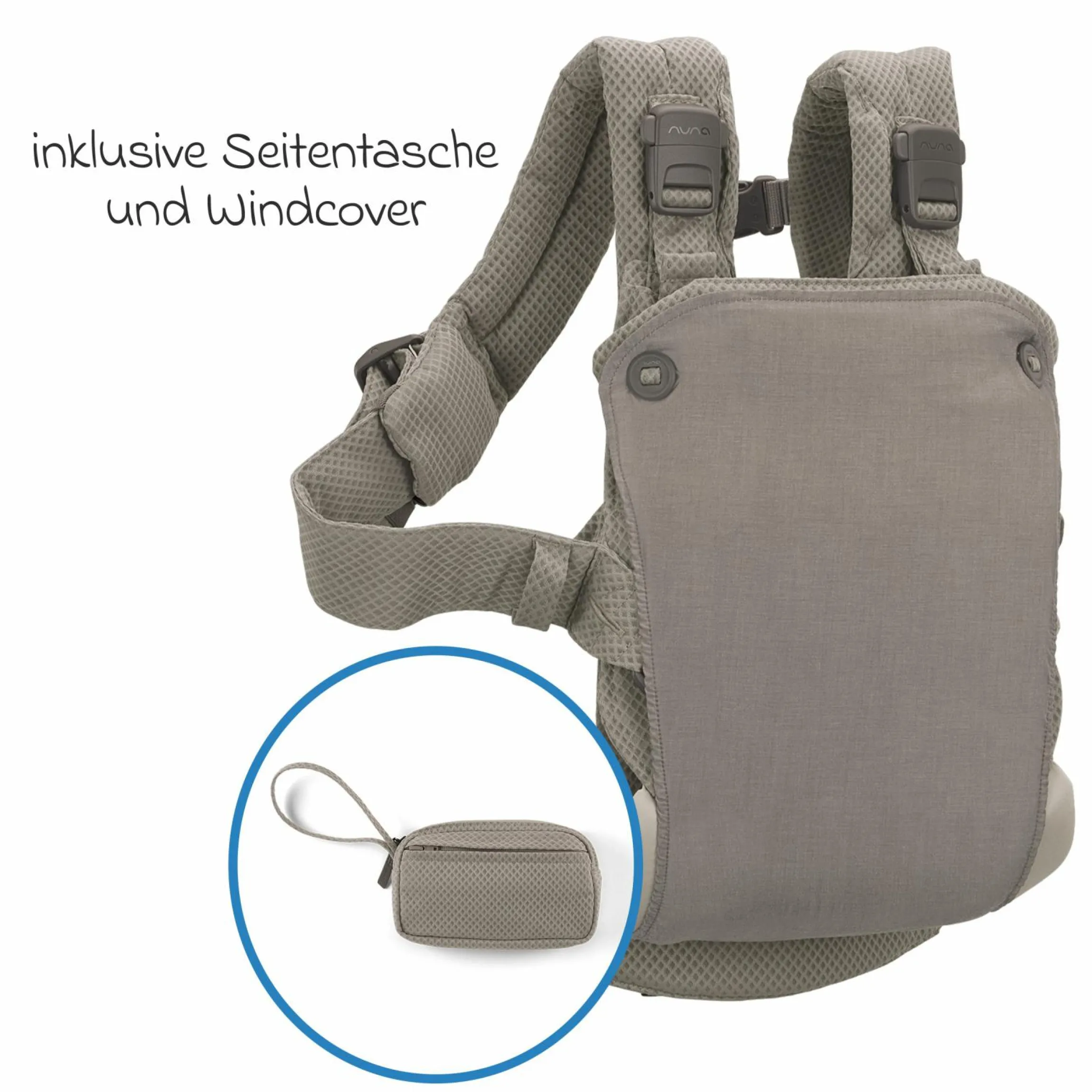 4in1 Babytrage CUDL Clik für Neugeborene ab 3,5 kg bis 16 kg einsetzbar mit 4 Tragepositionen, Klickverschluss inkl. Zubehör - Fog - Kollektion 2025