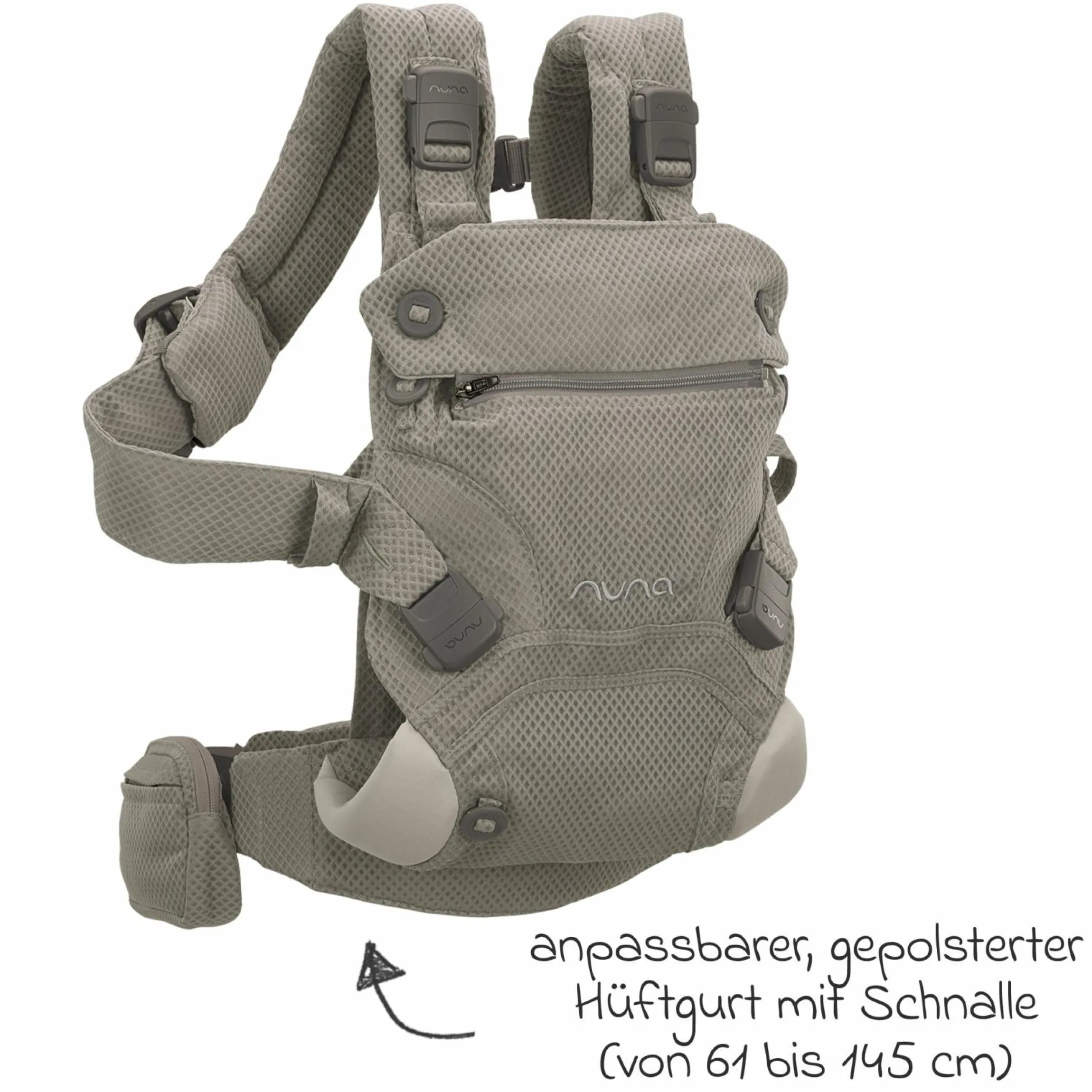 4in1 Babytrage CUDL Clik für Neugeborene ab 3,5 kg bis 16 kg einsetzbar mit 4 Tragepositionen, Klickverschluss inkl. Zubehör - Fog - Kollektion 2025