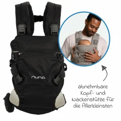 4in1 Babytrage CUDL Clik für Neugeborene ab 3,5 kg bis 16 kg einsetzbar mit 4 Tragepositionen, Klickverschluss inkl. Zubehör - Caviar - Kollektion 2025