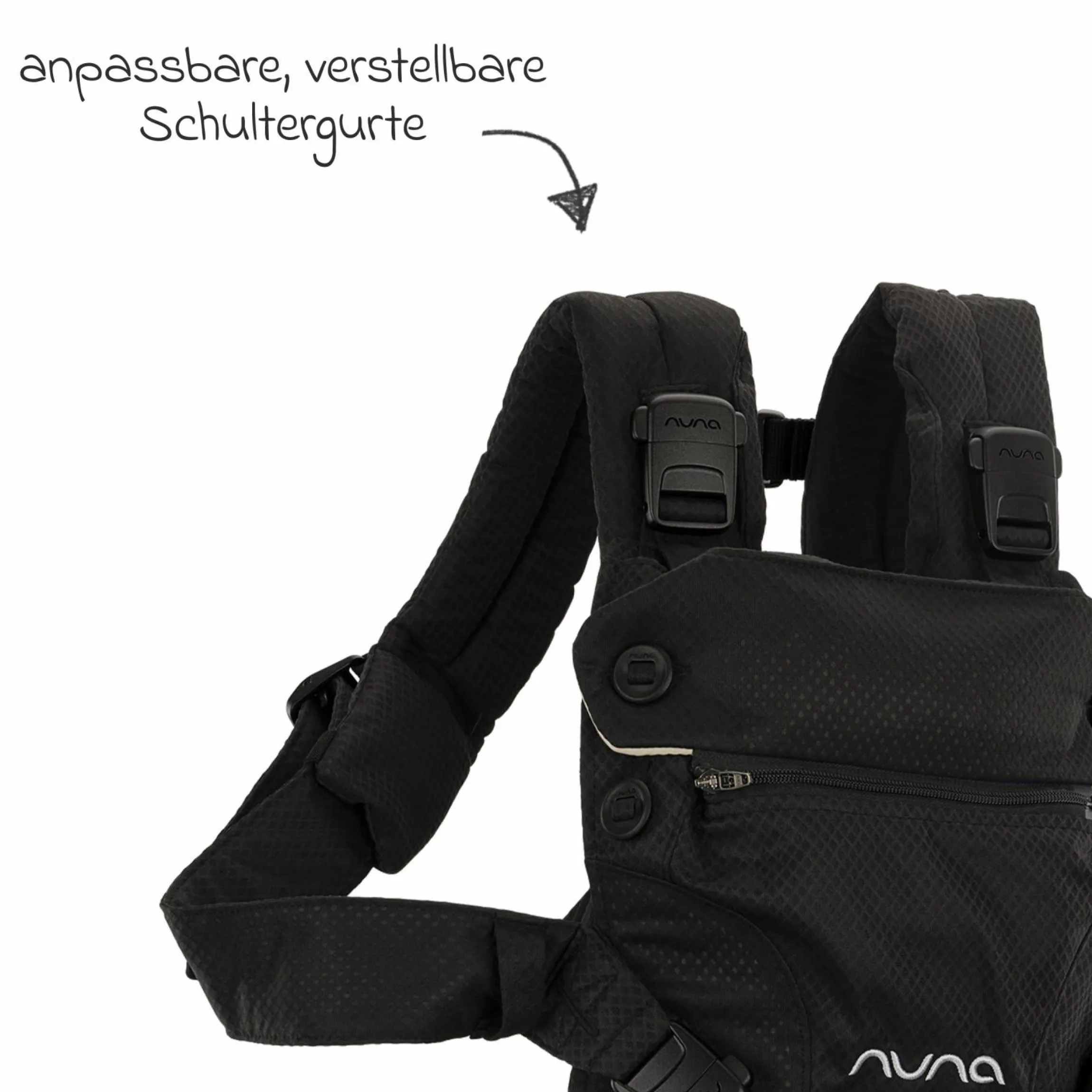 4in1 Babytrage CUDL Clik für Neugeborene ab 3,5 kg bis 16 kg einsetzbar mit 4 Tragepositionen, Klickverschluss inkl. Zubehör - Caviar - Kollektion 2025