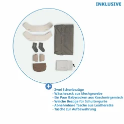 4in1 Babytrage CUDL Luxe für Neugeborene ab 3,5 kg bis 16 kg einsetzbar mit 4 Tragepositionen, Klickverschluss inkl. Zubehör - Pearl - Kollektion 2025