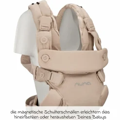 4in1 Babytrage CUDL Luxe für Neugeborene ab 3,5 kg bis 16 kg einsetzbar mit 4 Tragepositionen, Klickverschluss inkl. Zubehör - Pearl - Kollektion 2025