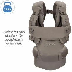 4in1 Babytrage CUDL Luxe für Neugeborene ab 3,5 kg bis 16 kg einsetzbar mit 4 Tragepositionen, Klickverschluss inkl. Zubehör - Pewter - Kollektion 2025