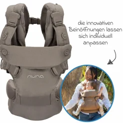 4in1 Babytrage CUDL Luxe für Neugeborene ab 3,5 kg bis 16 kg einsetzbar mit 4 Tragepositionen, Klickverschluss inkl. Zubehör - Pewter - Kollektion 2025