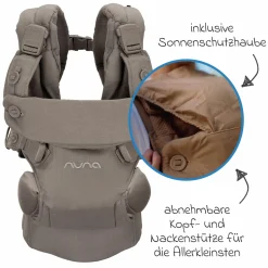 4in1 Babytrage CUDL Luxe für Neugeborene ab 3,5 kg bis 16 kg einsetzbar mit 4 Tragepositionen, Klickverschluss inkl. Zubehör - Pewter - Kollektion 2025