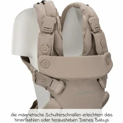 4in1 Babytrage CUDL Luxe für Neugeborene ab 3,5 kg bis 16 kg einsetzbar mit 4 Tragepositionen, Klickverschluss inkl. Zubehör - Quartz - Kollektion 2025