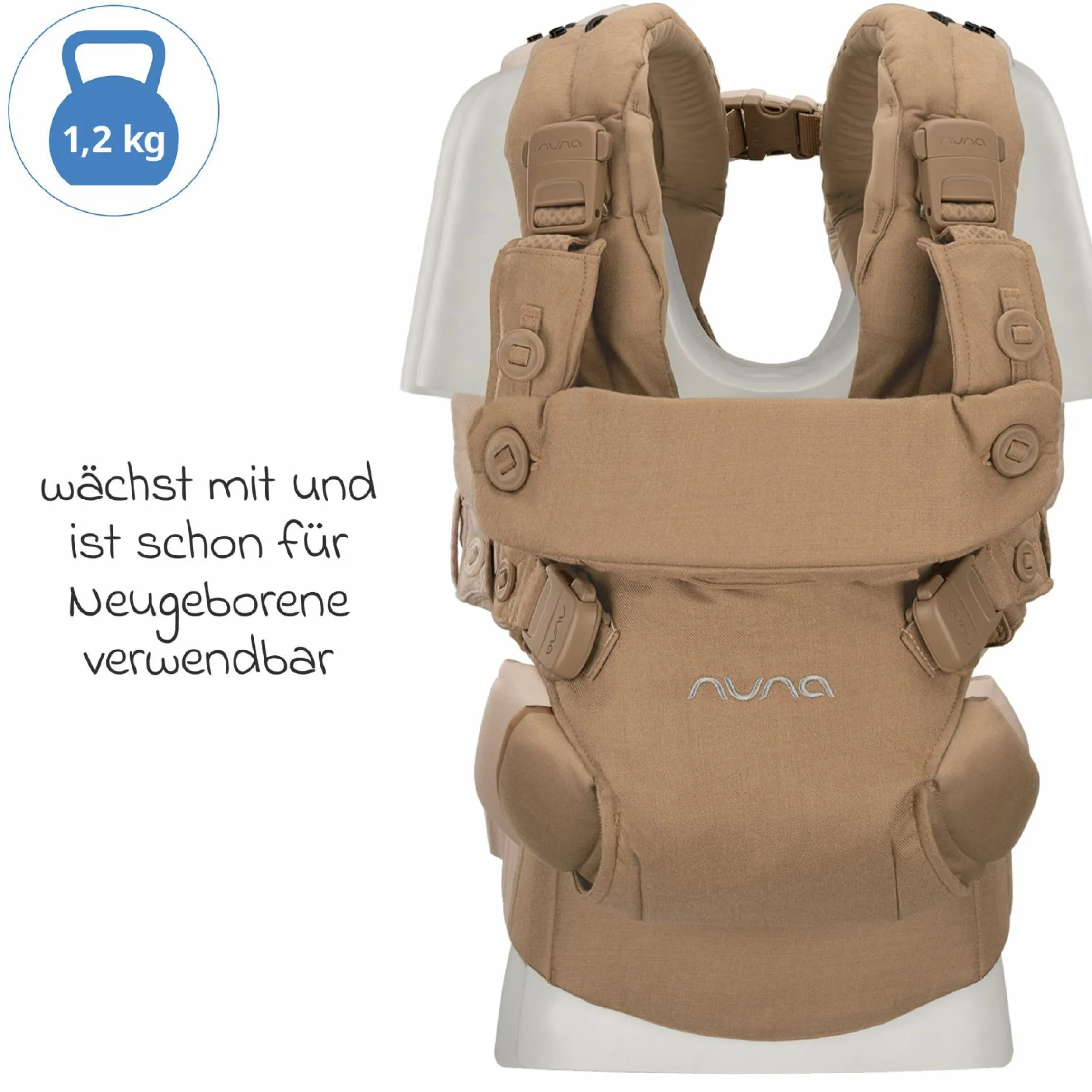 4in1 Babytrage CUDL Luxe für Neugeborene ab 3,5 kg bis 16 kg einsetzbar mit 4 Tragepositionen, Klickverschluss inkl. Zubehör - Canyon - Kollektion 2025