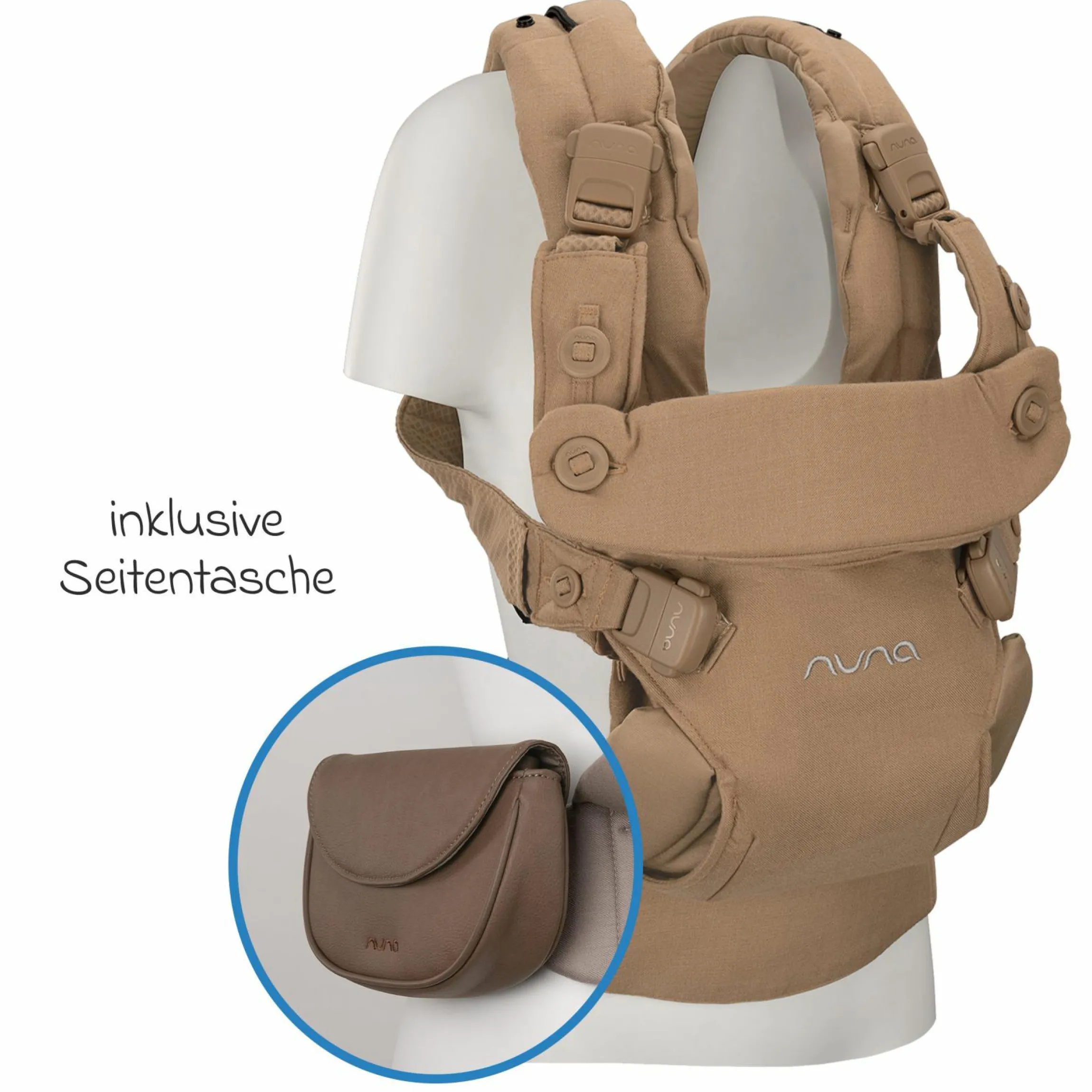 4in1 Babytrage CUDL Luxe für Neugeborene ab 3,5 kg bis 16 kg einsetzbar mit 4 Tragepositionen, Klickverschluss inkl. Zubehör - Canyon - Kollektion 2025