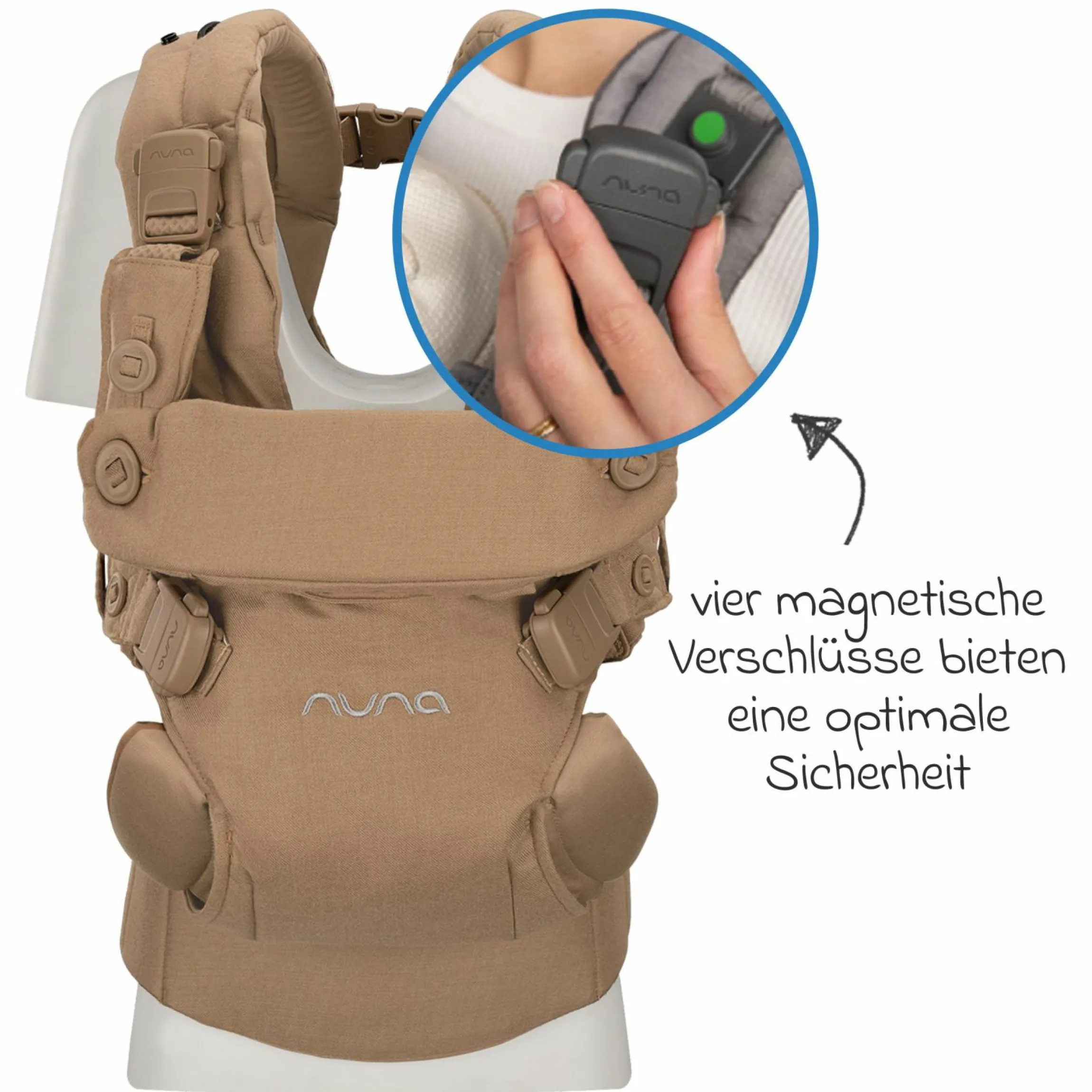 4in1 Babytrage CUDL Luxe für Neugeborene ab 3,5 kg bis 16 kg einsetzbar mit 4 Tragepositionen, Klickverschluss inkl. Zubehör - Canyon - Kollektion 2025