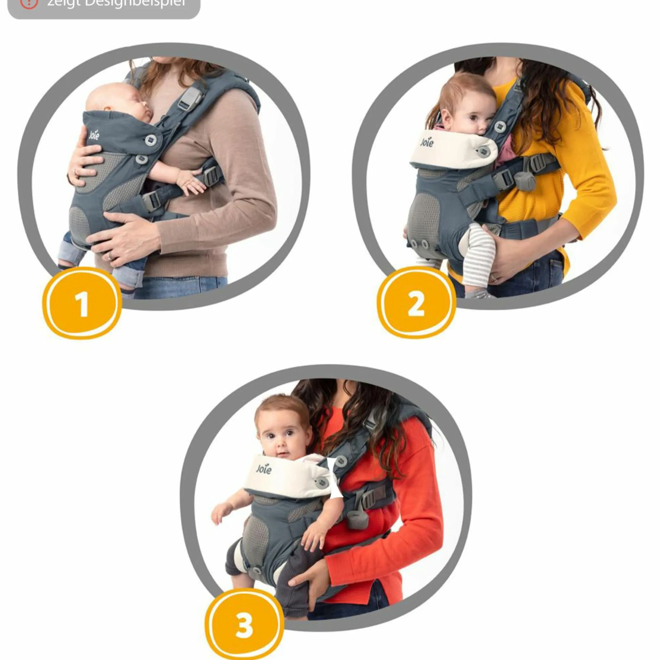 3in1 Babytrage Savvy Lite für Neugeborene ab 3,5 kg bis 14 kg einsetzbar mit 3 Tragepositionen - Cobblestone - Kollektion 2025