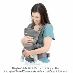 3in1 Babytrage Savvy Lite für Neugeborene ab 3,5 kg bis 14 kg einsetzbar mit 3 Tragepositionen - Cobblestone - Kollektion 2025