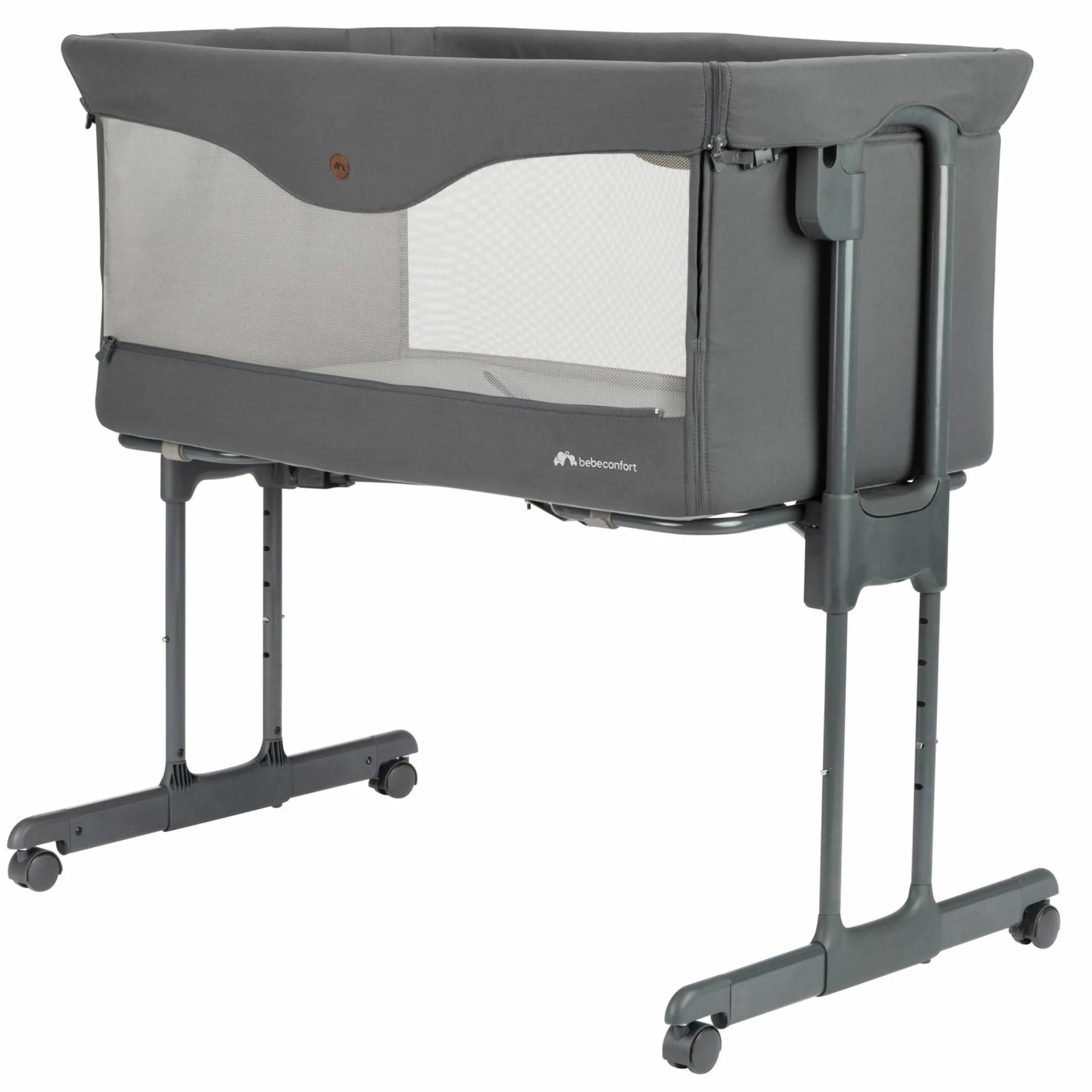 2in1 Beistellbett & Stubenwagen Amara ab Geburt bis 9 kg mit Matratze inkl. Reisetasche - Tinted Graphite