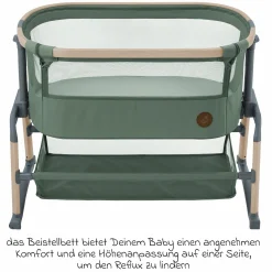 2-in-1 Beistellbett Iora Air mit Schaukelfunktion, atmungsaktive Stoffe, klappbar, inkl. Matratze & Reisetasche - Beyond Green - Kollektion 2025